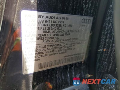 Zdjęcie 13 z 13 samochodu: 2019 AUDI Q8 PRESTIGE S-LINE VIN:WA1FVAF14KD034112 - miniatura