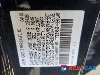 Zdjęcie 12 z 12 samochodu: 2019 HONDA ACCORD SPORT VIN:1HGCV2F36KA021980 - miniatura