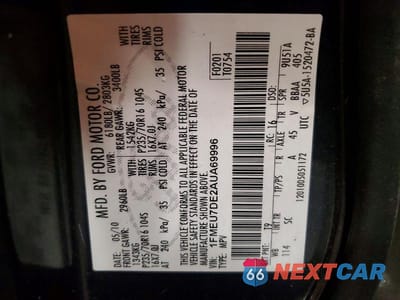 Zdjęcie 13 z 13 samochodu: 2010 FORD EXPLORER XLT VIN:1FMEU7DE2AUA69996 - miniatura