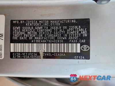Zdjęcie 12 z 12 samochodu: 2009 TOYOTA CAMRY SE VIN:4T1BE46K79U402836 - miniatura