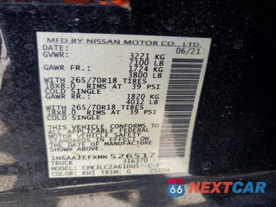 Zdjęcie 12 z 12 samochodu: 2021 NISSAN TITAN SV VIN:1N6AA1EFXMN526517 - miniatura