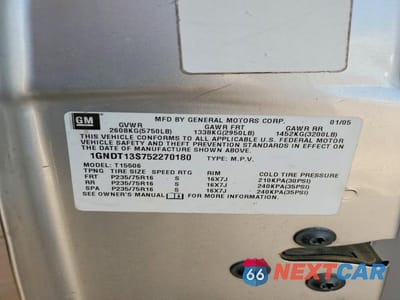 Zdjęcie 13 z 13 samochodu: 2005 CHEVROLET TRAILBLAZER LS VIN:1GNDT13S752270180 - miniatura