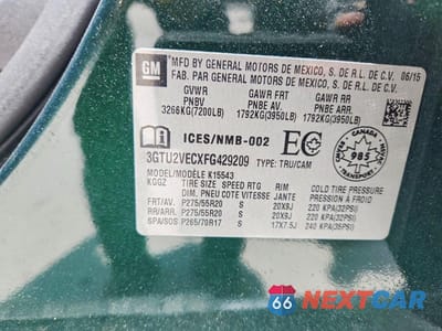 Zdjęcie 12 z 12 samochodu: 2015 GMC SIERRA K1500 SLT VIN:3GTU2VECXFG429209 - miniatura