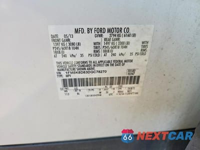 Zdjęcie 12 z 12 samochodu: 2013 FORD EXPLORER XLT VIN:1FM5K8D83DGC78270 - miniatura