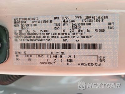 Zdjęcie 12 z 12 samochodu: 2025 FORD F150 XLT VIN:1FTEW3K52SKD27313 - miniatura