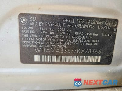 Zdjęcie 12 z 12 samochodu: 2007 BMW 328 I VIN:WBAVA33577KX78366 - miniatura
