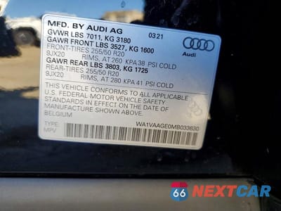 Zdjęcie 12 z 12 samochodu: 2021 AUDI E-TRON PRESTIGE VIN:WA1VAAGE0MB033630 - miniatura