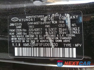 Zdjęcie 12 z 12 samochodu: 2015 HYUNDAI TUCSON GLS VIN:KM8JT3AFXFU069730 - miniatura