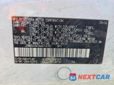 Zdjęcie 13 z 13 samochodu: 2006 TOYOTA RAV4 BASE VIN:JTMZD33V266014783 - miniatura