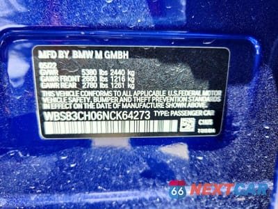 Zdjęcie 12 z 12 samochodu: 2022 BMW M5 VIN:WBS83CH06NCK64273 - miniatura