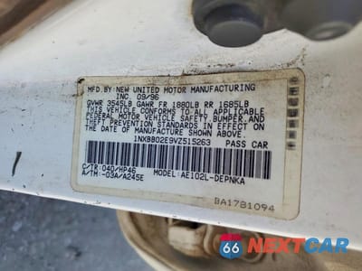 Zdjęcie 12 z 12 samochodu: 1997 TOYOTA COROLLA DX VIN:1NXBB02E9VZ515263 - miniatura