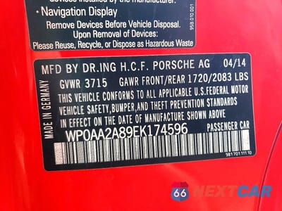Zdjęcie 12 z 12 samochodu: 2014 PORSCHE CAYMAN VIN:WP0AA2A89EK174596 - miniatura