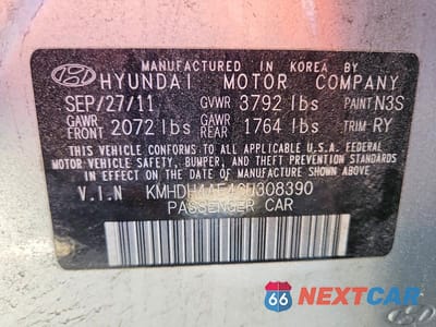 Zdjęcie 12 z 12 samochodu: 2012 HYUNDAI ELANTRA LIMITED VIN:KMHDH4AE4CU308390 - miniatura