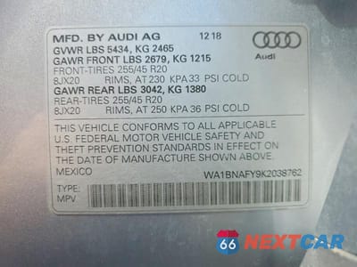 Zdjęcie 13 z 13 samochodu: 2019 AUDI Q5 PREMIUM PLUS VIN:WA1BNAFY9K2038762 - miniatura