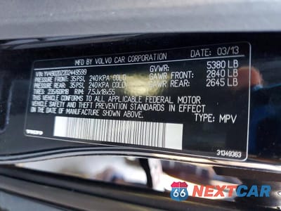 Zdjęcie 13 z 13 samochodu: 2013 VOLVO XC60 T6 VIN:YV4902DZ2D2449599 - miniatura
