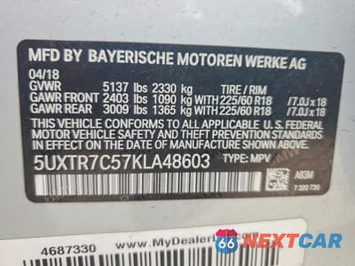 Zdjęcie 13 z 13 samochodu: 2019 BMW X3 SDRIVE30I VIN:5UXTR7C57KLA48603 - miniatura