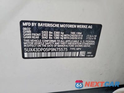 Zdjęcie 13 z 13 samochodu: 2023 BMW X3 SDRIVE30I VIN:5UX43DP05P9N75575 - miniatura