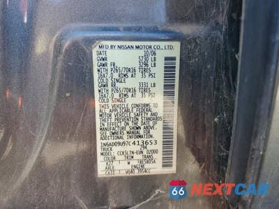 Zdjęcie 12 z 12 samochodu: 2007 NISSAN FRONTIER SE VIN:1N6AD09U97C413653 - miniatura
