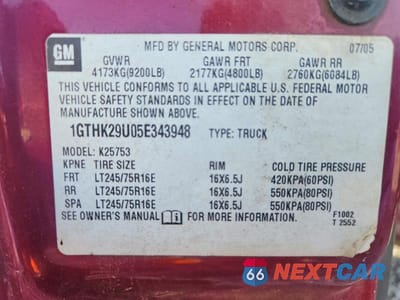 Zdjęcie 12 z 12 samochodu: 2005 GMC SIERRA K2500 HEAVY DUTY VIN:1GTHK29U05E343948 - miniatura