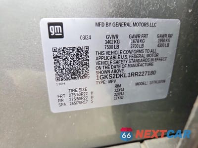 Zdjęcie 13 z 13 samochodu: 2024 GMC YUKON DENALI VIN:1GKS2DKL1RR227180 - miniatura