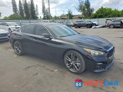 Czwarte zdjęcie samochodu z boku: 2015 INFINITI Q50 HYBRID PREMIUM VIN:JN1AV7AP4FM790708 - miniatura