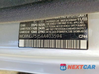 Zdjęcie 12 z 12 samochodu: 2004 MERCEDES-BENZ S 500 VIN:WDBNG75J54A403594 - miniatura