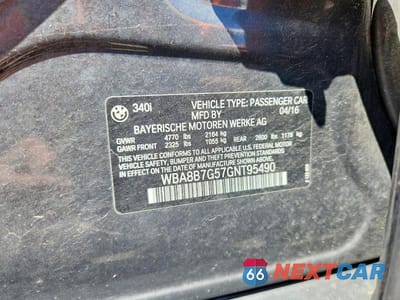 Zdjęcie 12 z 12 samochodu: 2016 BMW 340 XI VIN:WBA8B7G57GNT95490 - miniatura