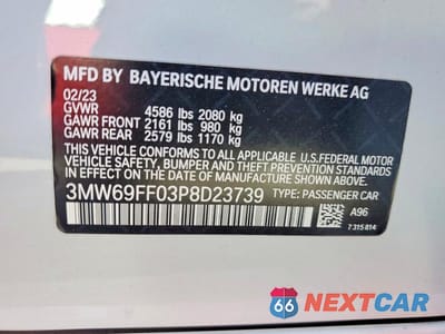 Zdjęcie 12 z 12 samochodu: 2023 BMW 330I VIN:3MW69FF03P8D23739 - miniatura