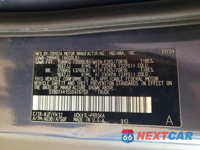 Zdjęcie 12 z 12 samochodu: 2005 TOYOTA TUNDRA SR5 VIN:5TBDT44155S476759 - miniatura
