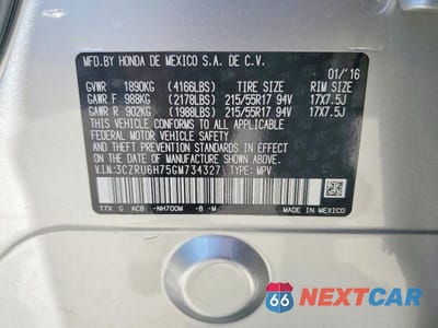 Zdjęcie 13 z 13 samochodu: 2016 HONDA HR-V EXL VIN:3CZRU6H75GM734327 - miniatura