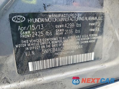 Zdjęcie 13 z 13 samochodu: 2013 HYUNDAI SONATA GLS VIN:5NPEB4AC5DH729944 - miniatura