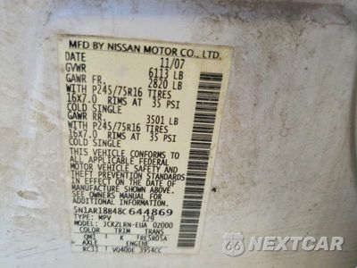 Zdjęcie 12 z 12 samochodu: 2008 NISSAN PATHFINDER S VIN:5N1AR18B48C644869 - miniatura