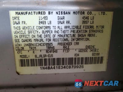 Zdjęcie 12 z 12 samochodu: 2004 NISSAN MAXIMA 3.5 SE VIN:1N4BA41E34C870925 - miniatura