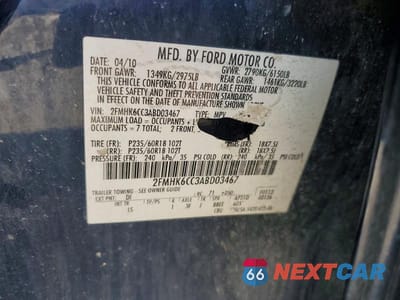 Zdjęcie 12 z 12 samochodu: 2010 FORD FLEX SEL VIN:2FMHK6CC3ABD03467 - miniatura
