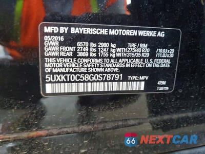 Zdjęcie 12 z 12 samochodu: 2016 BMW X5 XDR40E VIN:5UXKT0C58G0S78791 - miniatura