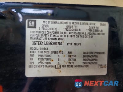 Zdjęcie 12 z 12 samochodu: 2008 GMC SIERRA K1500 VIN:3GTEK13J38G294754 - miniatura