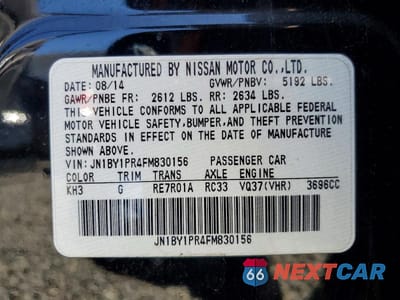 Zdjęcie 12 z 12 samochodu: 2015 INFINITI Q70L 3.7 VIN:JN1BY1PR4FM830156 - miniatura
