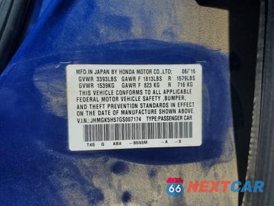 Zdjęcie 12 z 12 samochodu: 2016 HONDA FIT LX VIN:JHMGK5H57GS007174 - miniatura