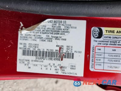 Zdjęcie 12 z 12 samochodu: 2009 FORD FUSION SE VIN:3FAHP07119R149985 - miniatura