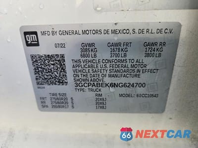 Zdjęcie 12 z 12 samochodu: 2022 CHEVROLET SILVERADO C1500 CUSTOM VIN:3GCPABEK6NG624700 - miniatura