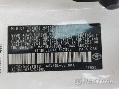 Zdjęcie 12 z 12 samochodu: 2010 TOYOTA CAMRY BASE VIN:4T1BF3EK1AU547903 - miniatura