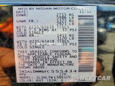 Zdjęcie 14 z 14 samochodu: 2015 INFINITI QX60 BASE VIN:5N1AL0MM6FC555434 - miniatura