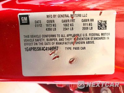 Zdjęcie 12 z 12 samochodu: 2012 BUICK VERANO CONVENIENCE VIN:1G4PR5SK4C4144367 - miniatura