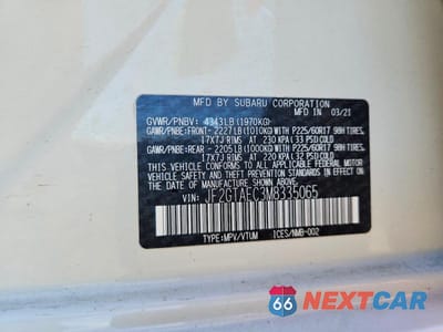 Zdjęcie 14 z 14 samochodu: 2021 SUBARU CROSSTREK PREMIUM VIN:JF2GTAEC3M8335065 - miniatura