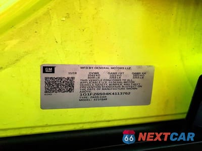 Zdjęcie 13 z 13 samochodu: 2019 CHEVROLET BOLT EV PREMIER VIN:1G1FZ6S04K4113762 - miniatura