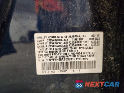 Zdjęcie 13 z 13 samochodu: 2010 HONDA PILOT EXL VIN:5FNYF4H60AB039319 - miniatura