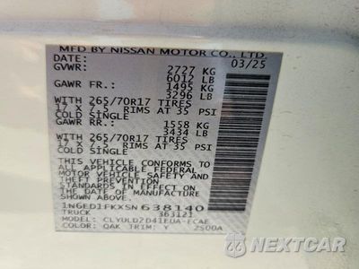 Zdjęcie 12 z 12 samochodu: 2025 NISSAN FRONTIER PRO-4X VIN:1N6ED1FKXSN638140 - miniatura