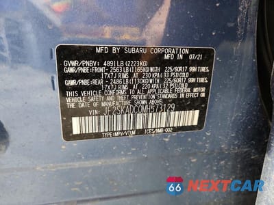 Zdjęcie 13 z 13 samochodu: 2021 SUBARU FORESTER VIN:JF2SKADC0MH573129 - miniatura