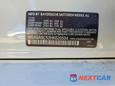 Zdjęcie 12 z 12 samochodu: 2017 BMW 320 I VIN:WBA8A9C52HK620504 - miniatura