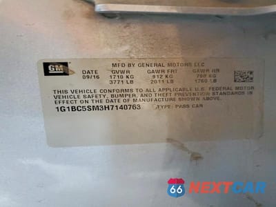 Zdjęcie 12 z 12 samochodu: 2017 CHEVROLET CRUZE LS VIN:1G1BC5SM3H7140763 - miniatura
